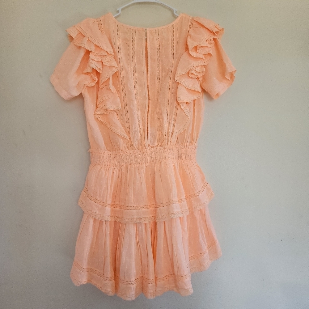 Peach Blossom Mini Dress Ruffled Size Medium - Picture 10 of 16